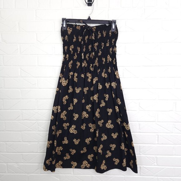 Disneyland Parks Resort Black & Leopard Mickey Print Smocked Sundress Coverup M - Picture 1 of 7